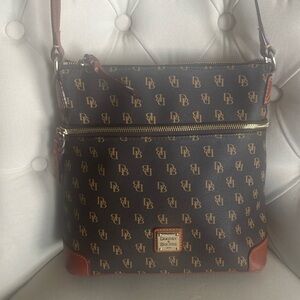 Dooney & Bourke Black and Brown Logo Crossbody Bag